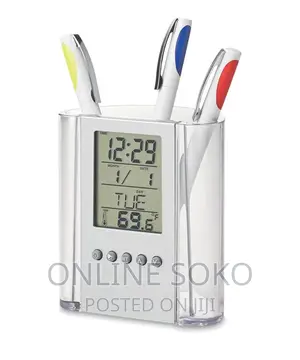 Multi-Functions LCD Digital Clock Desk Pen Holder Organizer