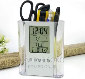 Multi-Functions LCD Digital Clock Desk Pen Holder Organizer