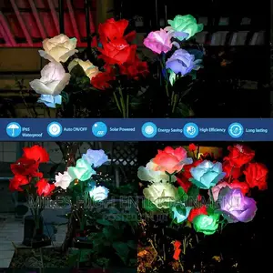 Solar Lights Outdoor Decorative Flowers Lights