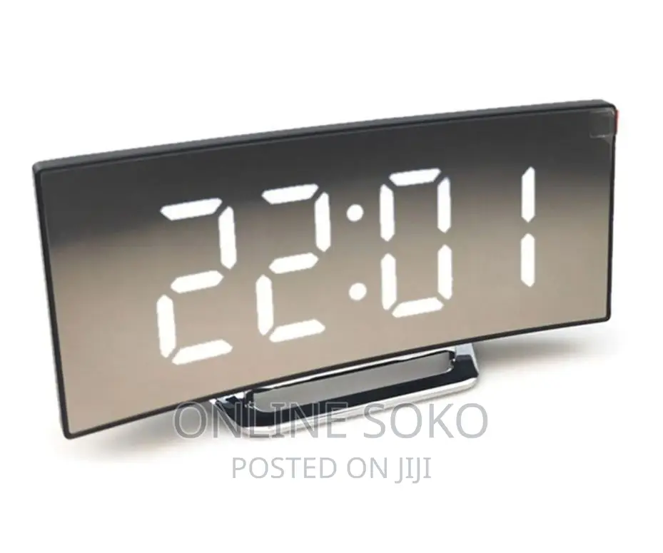 Bedside Office Mirror Curved 7'' Screen LED Digital Clock