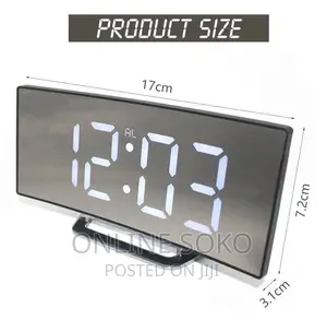 Bedside Office Mirror Curved 7'' Screen LED Digital Clock