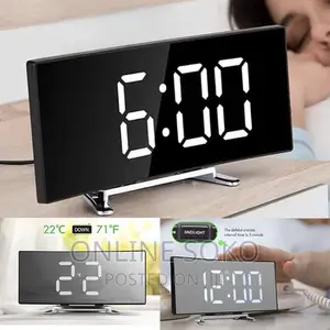 Bedside Office Mirror Curved 7'' Screen LED Digital Clock