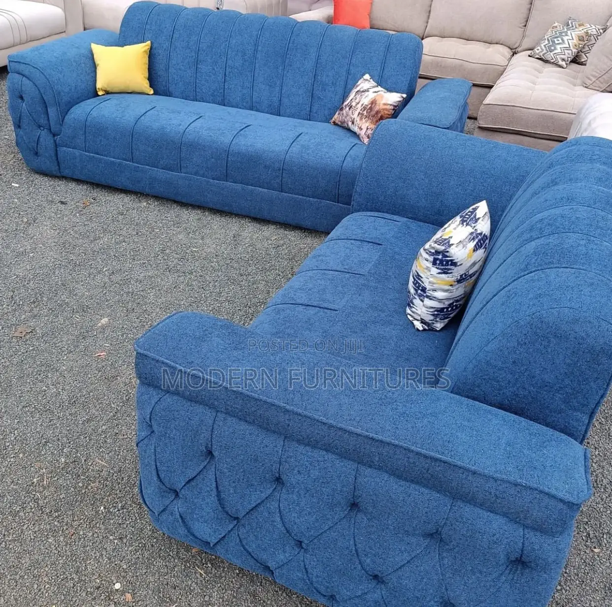 Blue 5 Seater Sofa