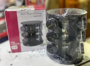 Rotating Marble Black Spice Rack 12 in 1
