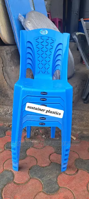 Blue Plastic Armless Chairs