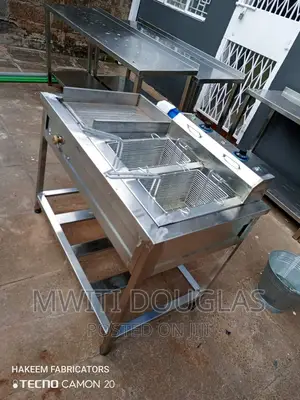 Combined Cooker With Griddle and Double Fryer