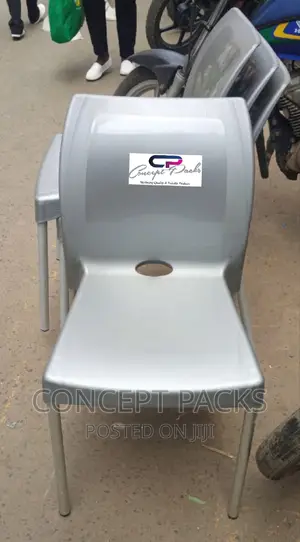 Grey Armless Chair With Metallic Legs