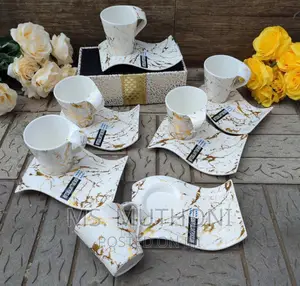 Classy White Marble Cup With Saucer