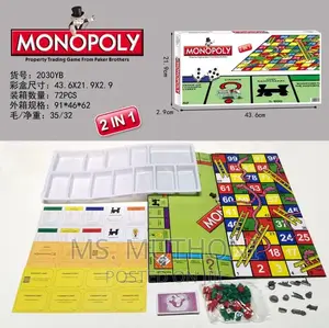 *2 in 1 Monopoly and Snake Ladder Board Game Set