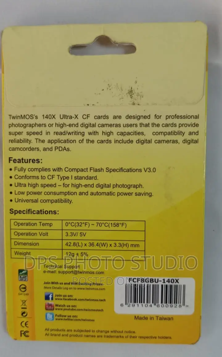 Twinmos 8GB Compact Flash Card(CFC)