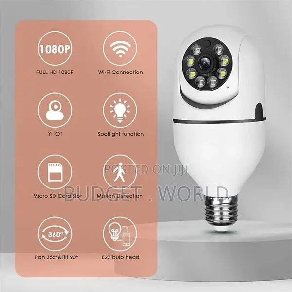 360° 1080P IP E27 Light Bulb Camera Wi-Fi PTZ Camera