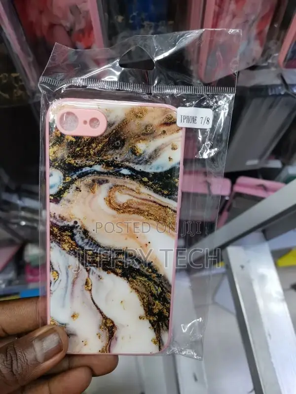 iPhone 7 Case, iPhone 8 Case Marble Design Shiny Gray Rose