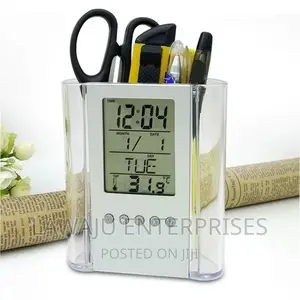 Pen Pencil Holder/Organizer, Digital LCD Clock