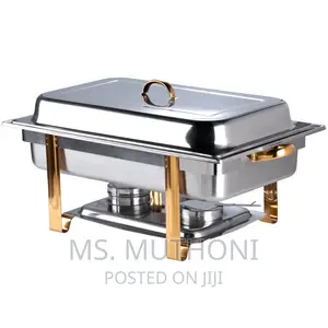 Rectangular Chaffing Dish With Golden Stand and Handle*