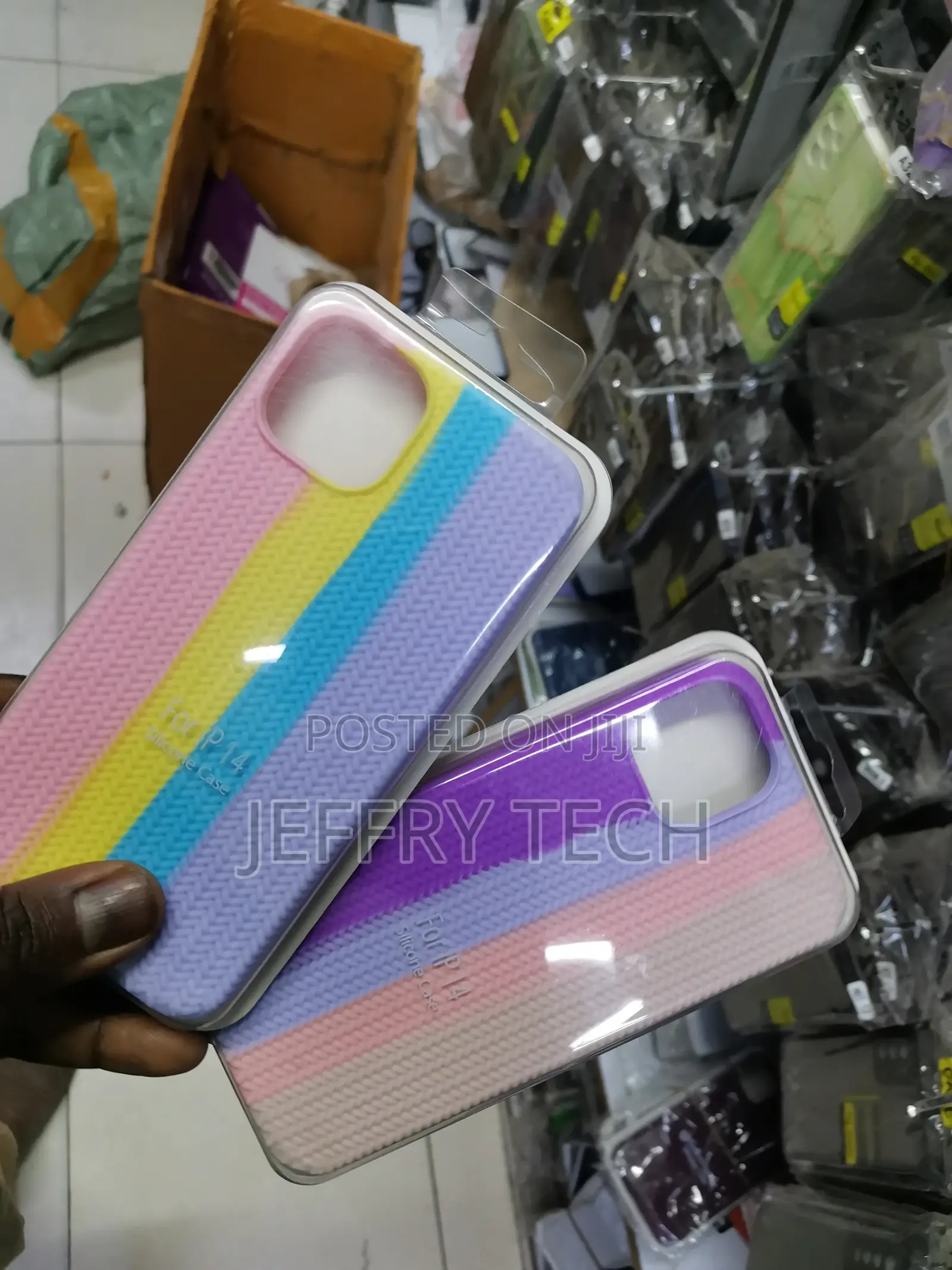 Rainbow Silicone Case for Apple iPhone 14 Pink/White