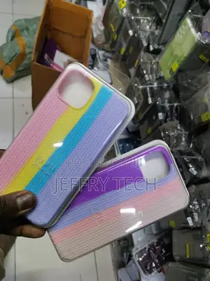 Rainbow Silicone Case for Apple iPhone 14 Pink/White