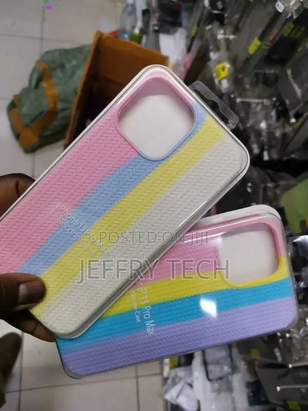 Rainbow Silicone Case for Apple iPhone 13 Pro Max Pink/White