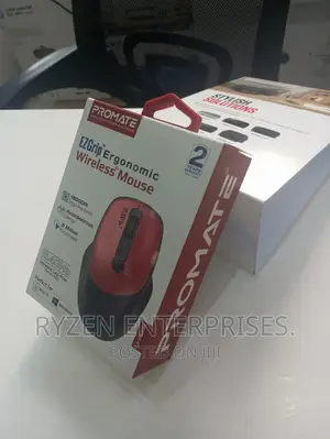 Promate Ezgrip Ergonomic Wireless Mouse Red/ Ergonomic Mouse