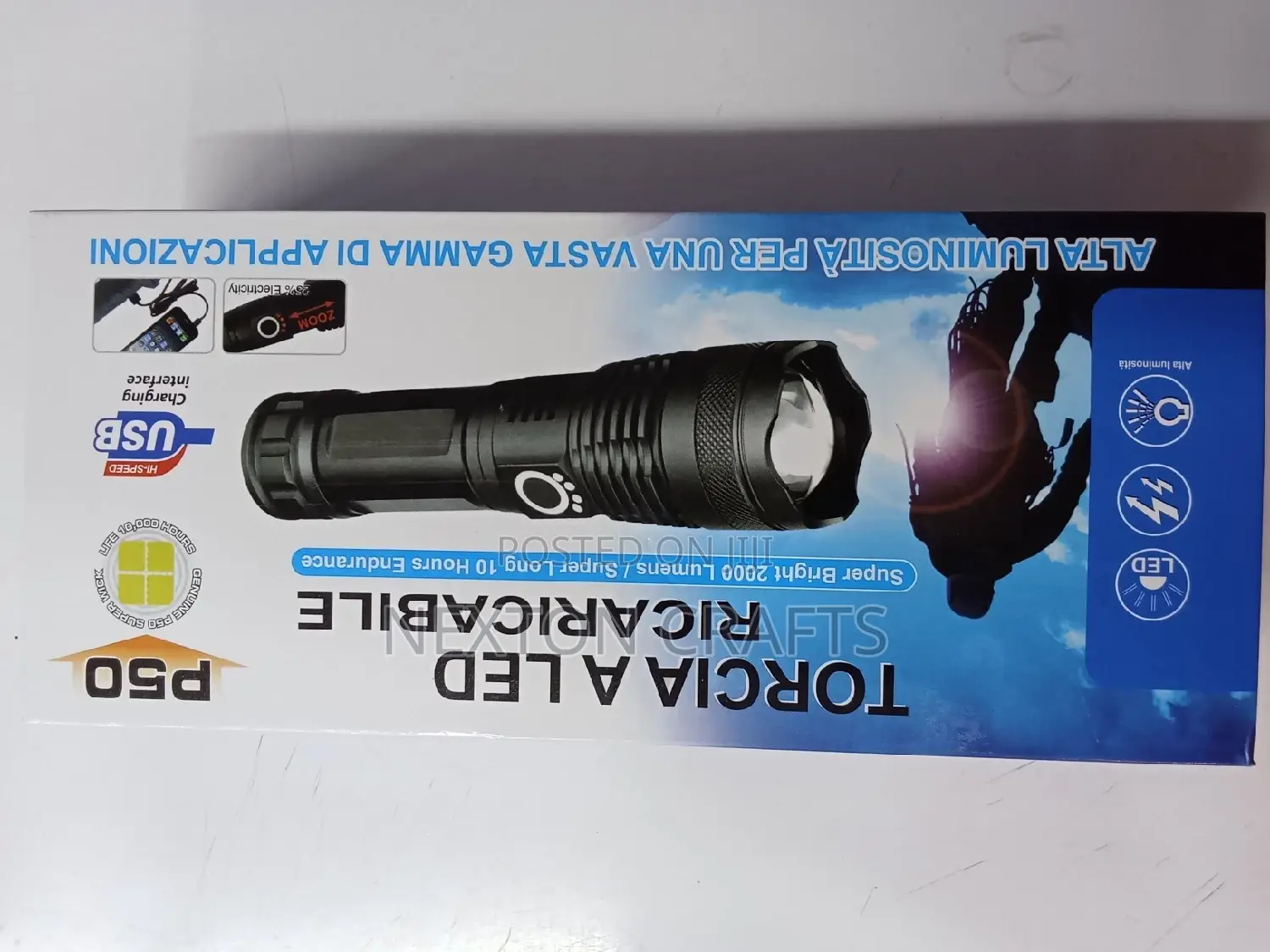 Torch, Metallic Rechargable  Flashlight Torch