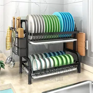 2 Tier Dish Rack With Cutlery Holder Chop Board Holder*