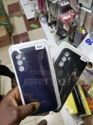 Samsung Galaxy A14 Cover Black Frosted Glass Soft Silicone