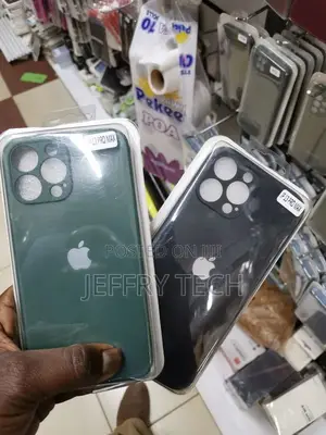 iPhone 13 Pro Max Cover Green Frosted Glass Hard Silicone