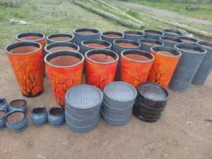 Clay Pots With Their Plates,Flower Pots