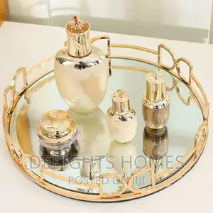 METAL ROUND Mirror Decorative Tray