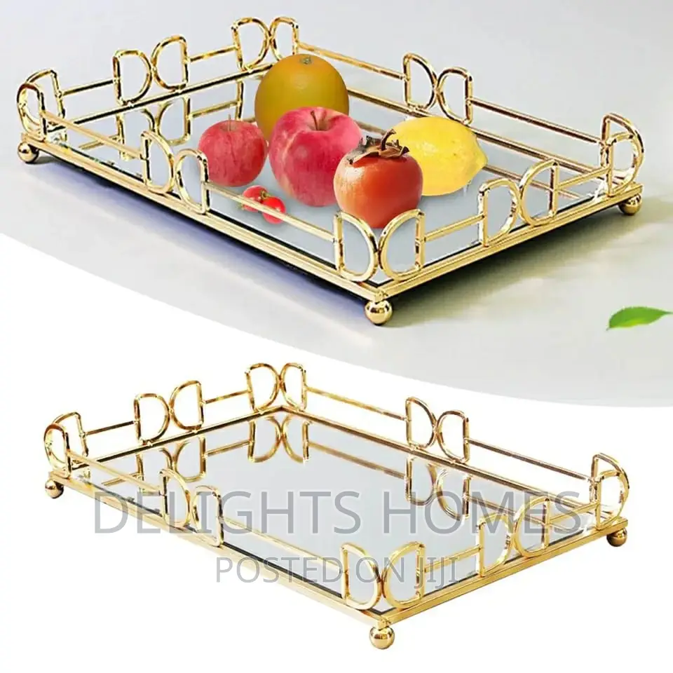 METAL RECTANGULAR Mirror Decorative Tray