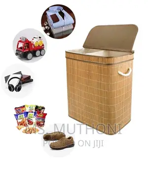 100L Bamboo Laundry Basket With Flip Lid - Large Folding Clo