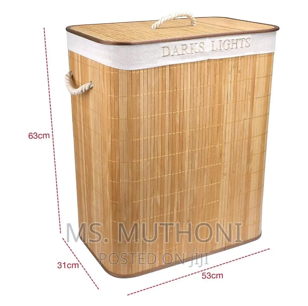 100L Bamboo Laundry Basket With Flip Lid - Large Folding Clo