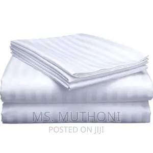 Luxury 2 Cotton Stripped Bedsheets 2/4 Pillowcases