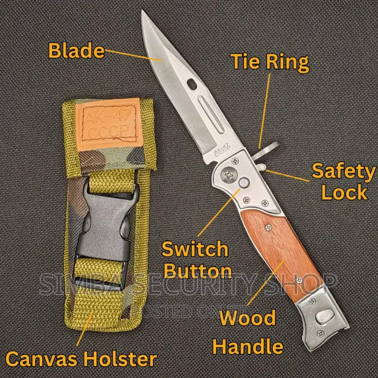 Foldable Pocket Knife Ak-47s CCCP Automatic Pen Pouch Steel