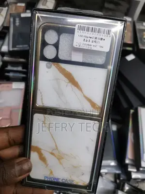 Marble Glass Case for Samsung Galaxy Z Flip4 Gold White
