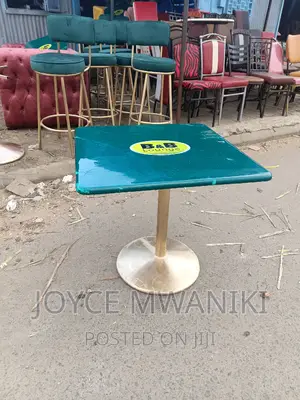 Restaurant Marble Table, With Logo Emarld Green.