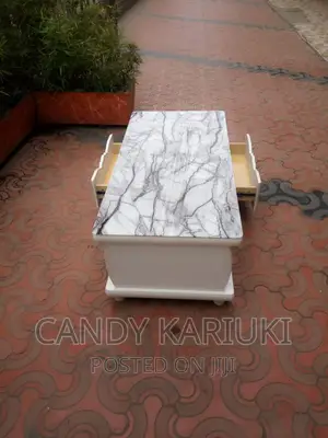 Pure Marble Coffee Table With Drawers on Both Sides