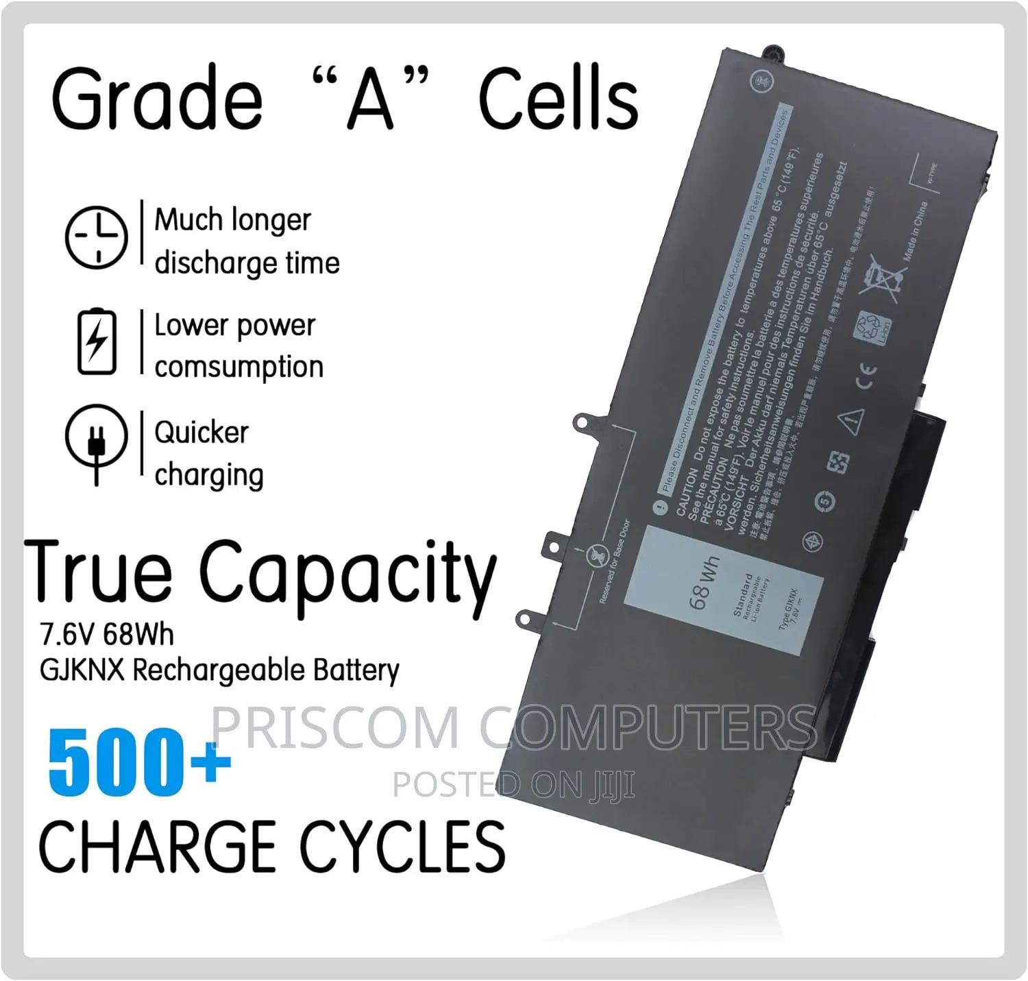 GJKNX Laptop Battery Dell Latitude E5491 E5590 E5591 93ftf
