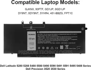 Dell Latitude E5480 E5580 E5490 E5491 E5590 E5591 Battery