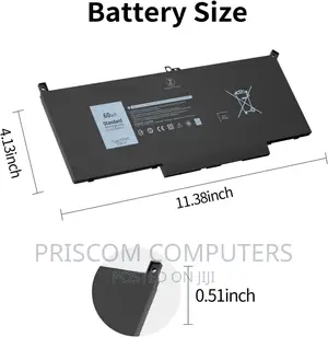 DELL Latitude 7280 7290 7380 Laptop Battery F3YGT
