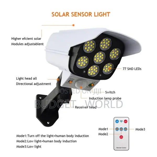 .2-in-1 Solar Security Light Fake Solar CCTV Camera