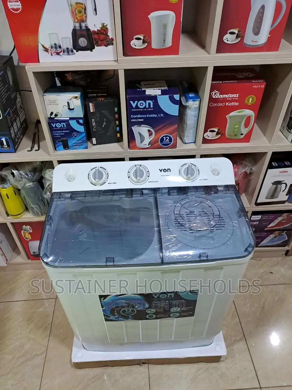 Von 7.5kg Semi Automatic Washing Machine