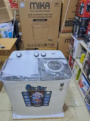 Mika 8kg Washing Machine, Automatic Twin Tub Wash Spin Dry