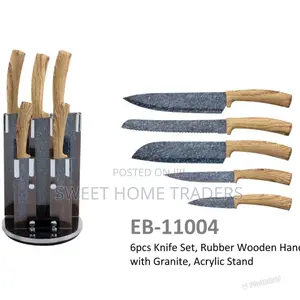 EDENBERG Knife Sets Rubber Wooden Handle, Acrylic Stand