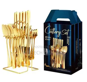 Best Quality 24pcs Cutlery Set (Gold Colour)