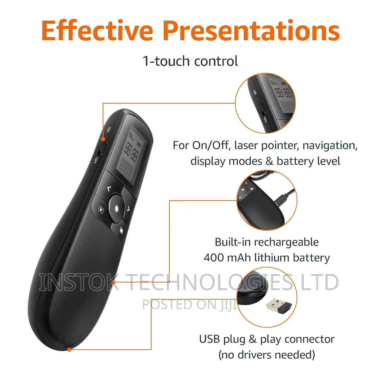 Amazon Basics Wireless Presenter, Green Laser With Timer, 2.