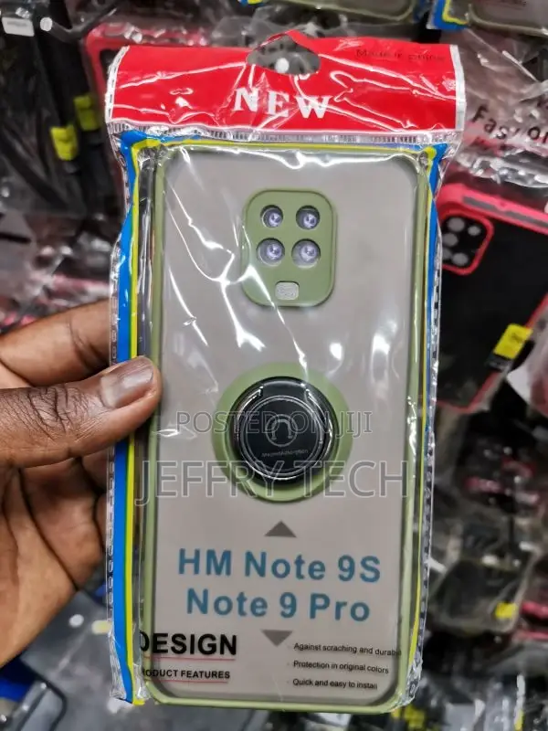 Ring Holder Phone Case for Redmi Note 9 Pro Smoke Back Stan