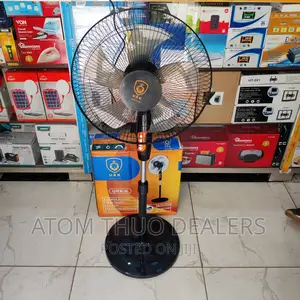*URK 16" Stand Fan, Round Base, Black / Heavy Duty