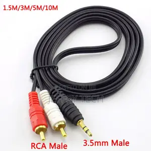 3.5mm Jack Male to 2 RCA Male AV Cord AUX Audio Cable 1.5/5/