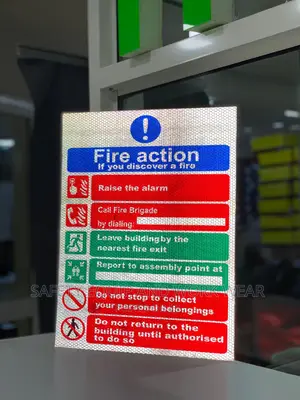 Photoluminescent Fire Safety Action Sign