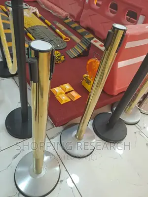 Retractable Queue Barriers With Silver Or Golden Pole